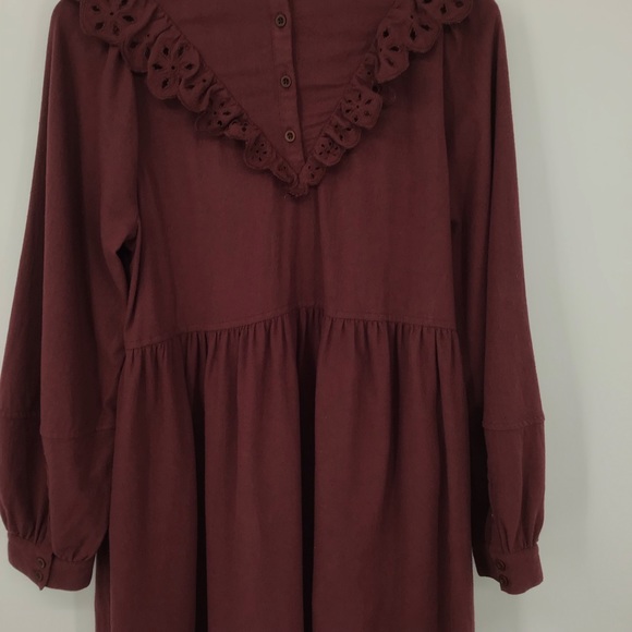 Madewell Embroidered Ruffled Flannel Mini Dress - Picture 8 of 13